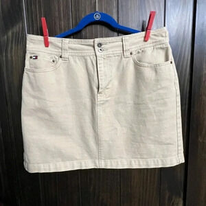 VTG 90s Y2K TOMMY HILFIGER MINI SKIRT SZ 14Khaki Denim RETRO Streetwear Charmed
